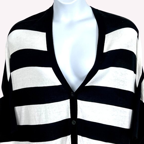 Lane Bryant Striped Cardigan Size 18/20 Black & White 3/4 Dolman Sleeves - Picture 6 of 10